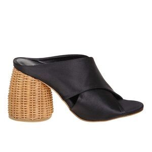 Black Woven Heel Women's Mules